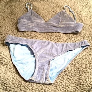 NWOT Ruebleu by Rue 21 M Blue Velvet Bikini Set Pair